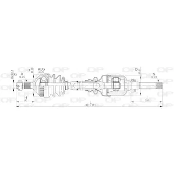Arbre de transmission avant droit OPEN PARTS DRS6168.00