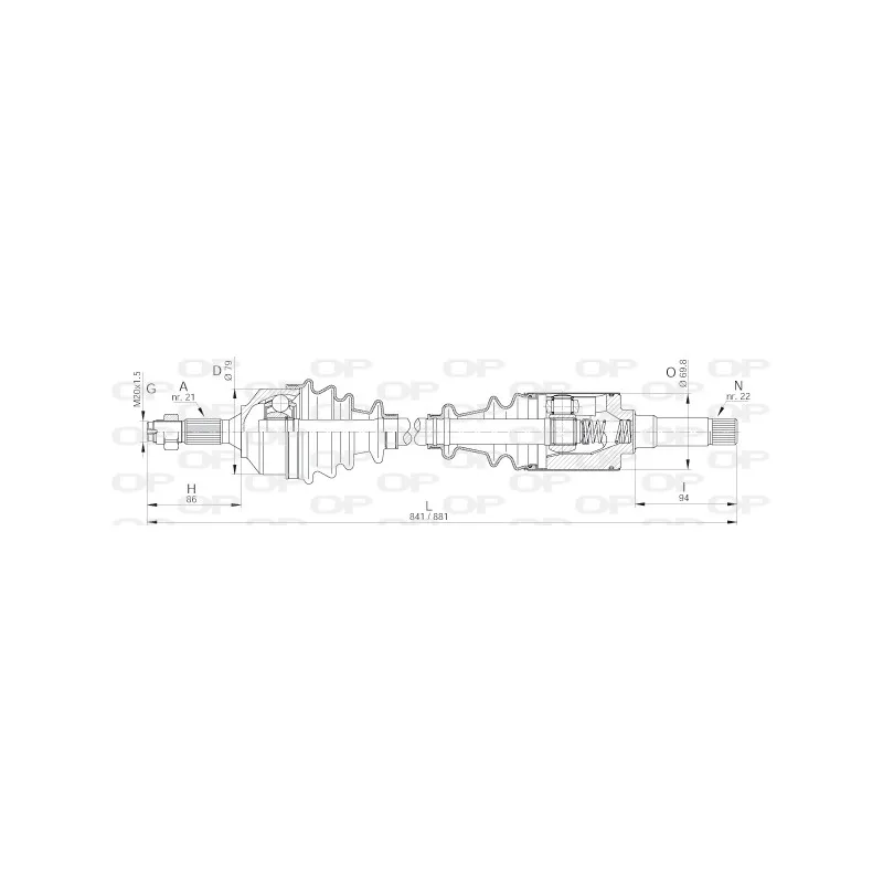 Arbre de transmission avant droit OPEN PARTS DRS6171.00