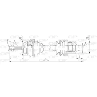 Arbre de transmission avant droit OPEN PARTS DRS6172.00