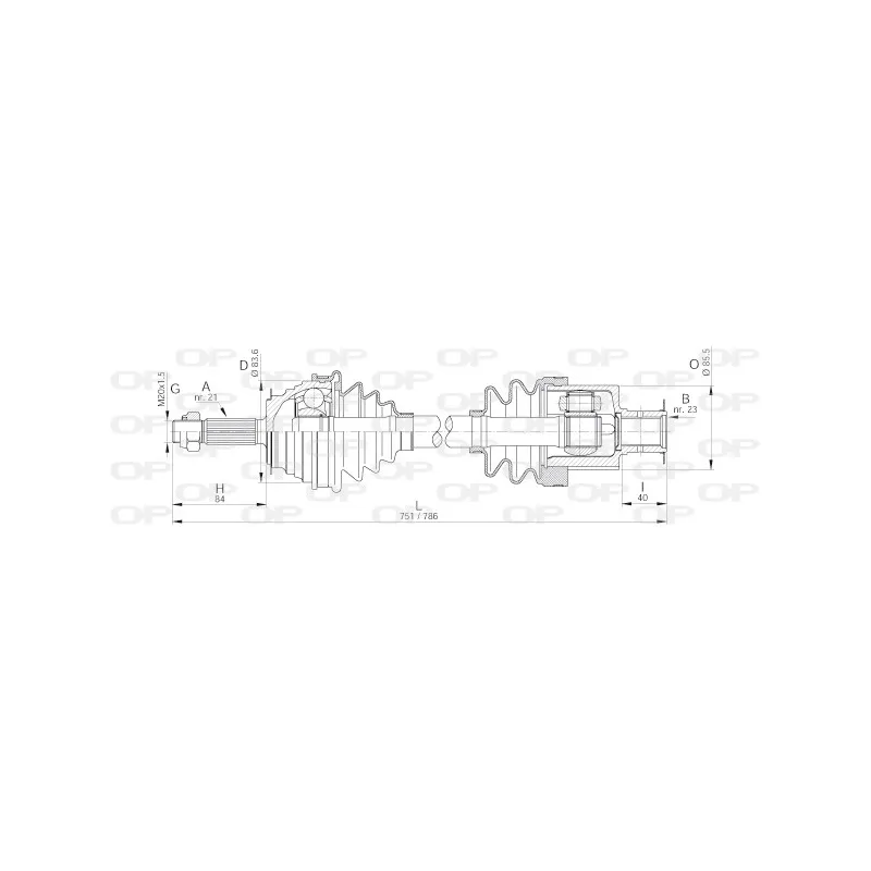 Arbre de transmission avant droit OPEN PARTS DRS6172.00