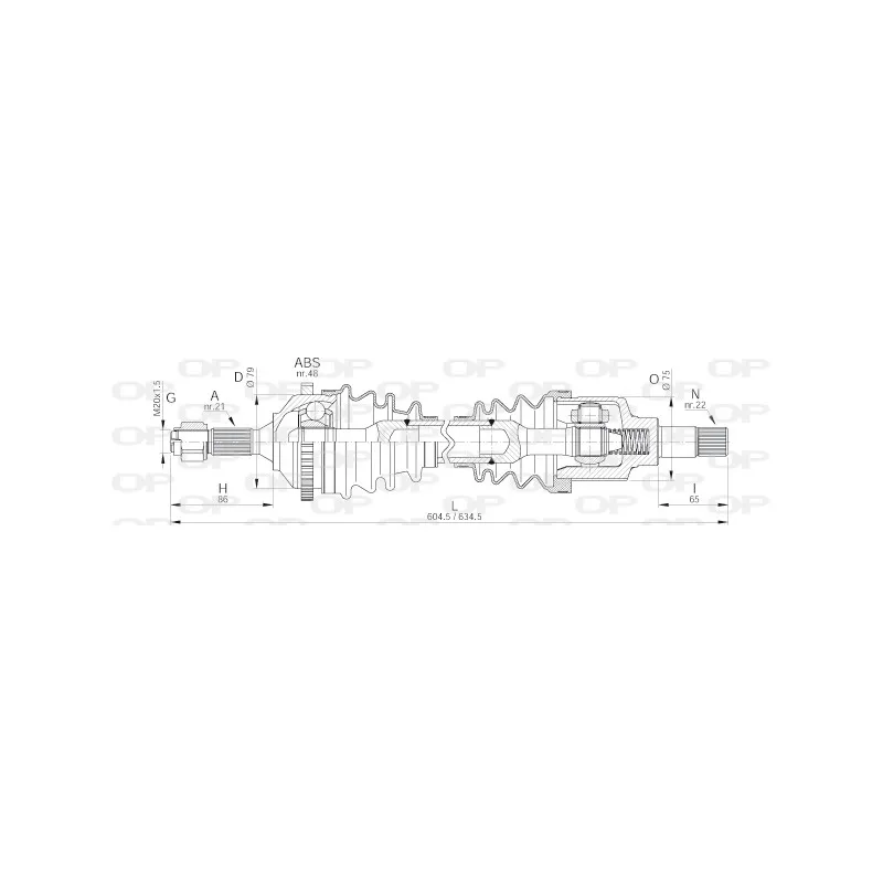 Arbre de transmission avant gauche OPEN PARTS DRS6177.00