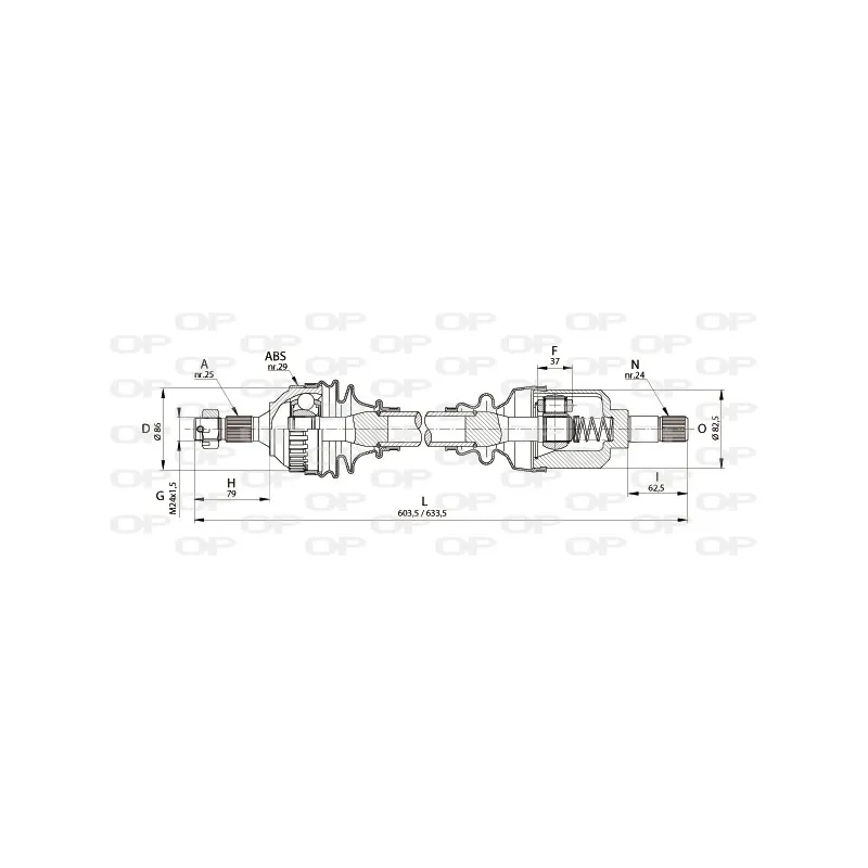 Arbre de transmission avant gauche OPEN PARTS DRS6178.00