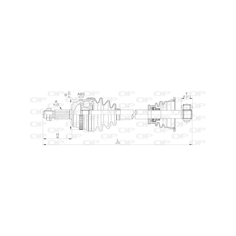 Arbre de transmission avant gauche OPEN PARTS DRS6180.00