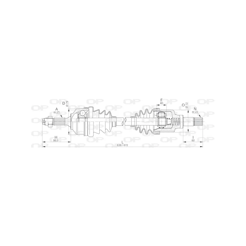 Arbre de transmission avant gauche OPEN PARTS DRS6181.00