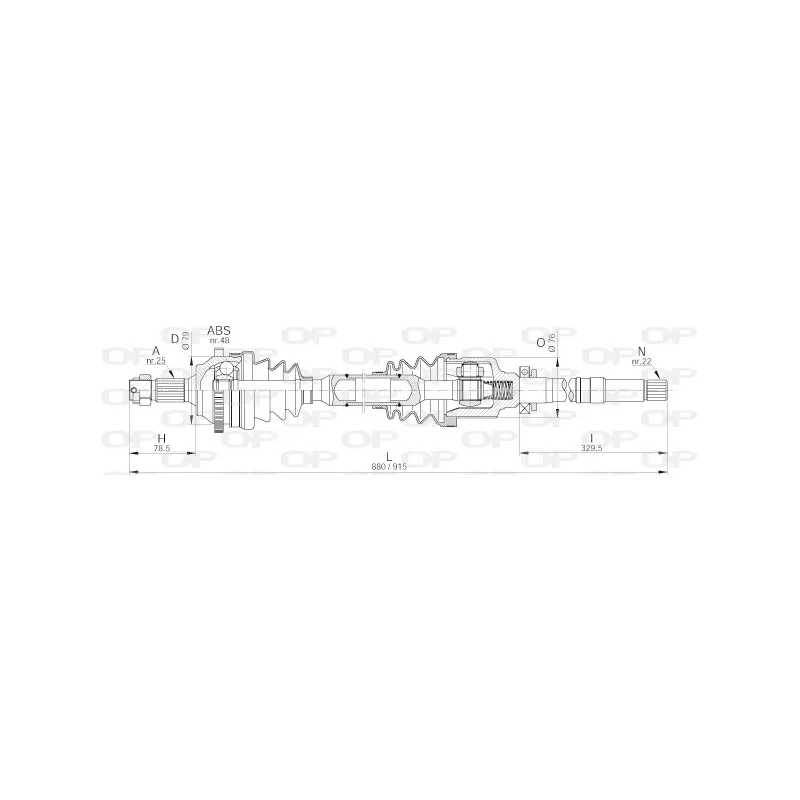 Arbre de transmission avant droit OPEN PARTS DRS6192.00