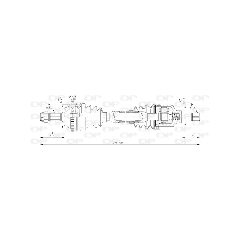 Arbre de transmission avant gauche OPEN PARTS DRS6193.00