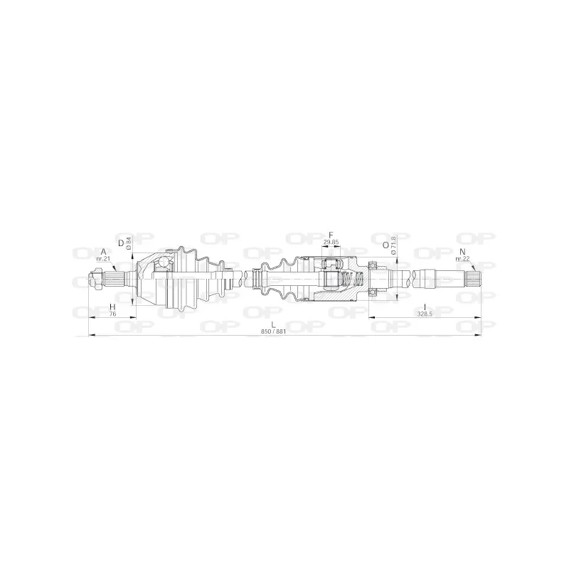 Arbre de transmission avant droit OPEN PARTS DRS6199.00