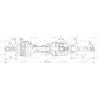 Arbre de transmission avant droit OPEN PARTS DRS6201.00