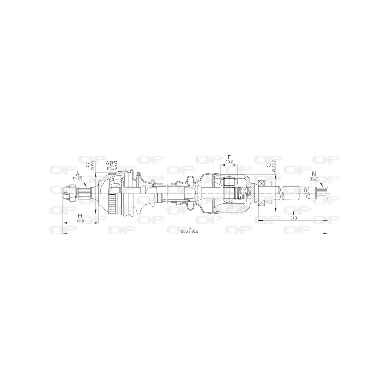 Arbre de transmission avant droit OPEN PARTS DRS6201.00