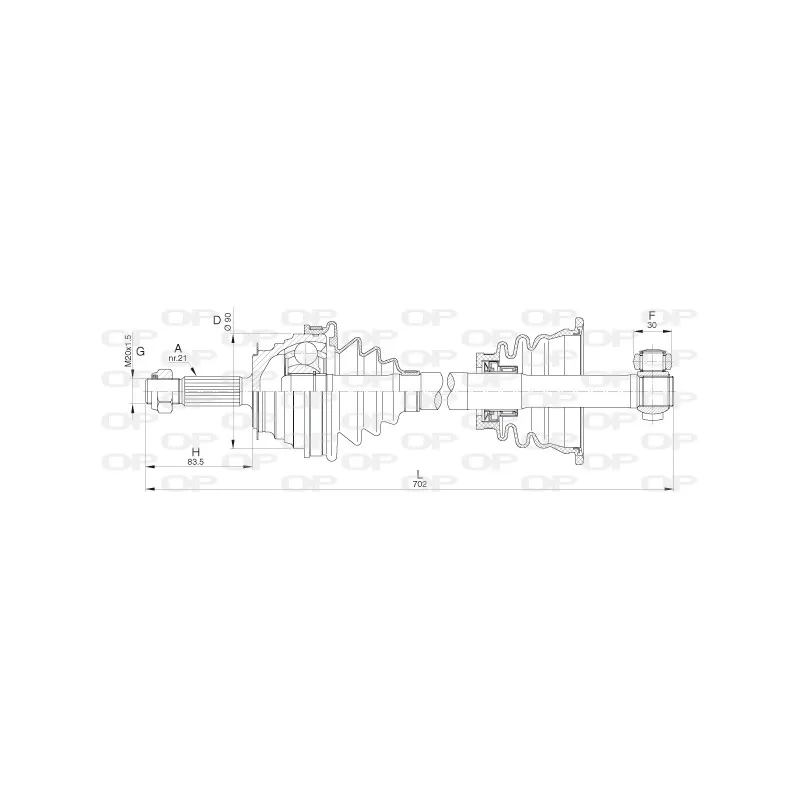 Arbre de transmission avant gauche OPEN PARTS DRS6206.00