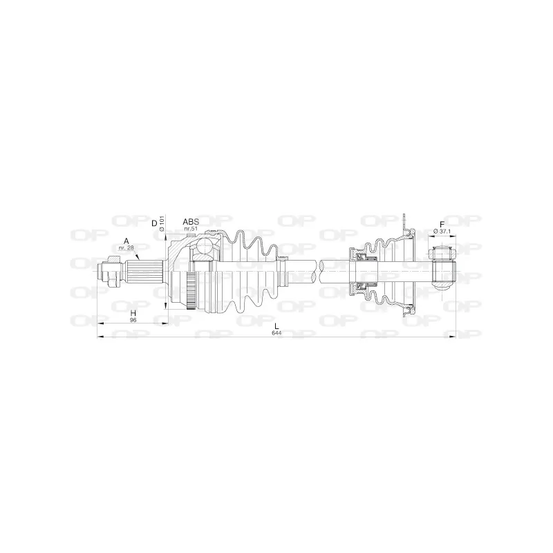 Arbre de transmission avant gauche OPEN PARTS DRS6209.00