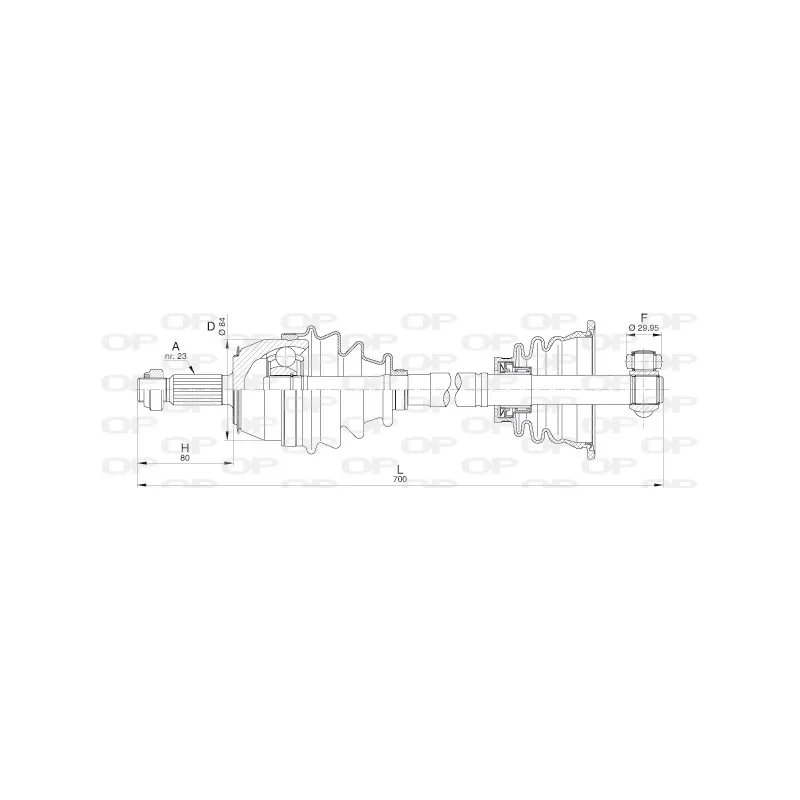 Arbre de transmission avant gauche OPEN PARTS DRS6211.00