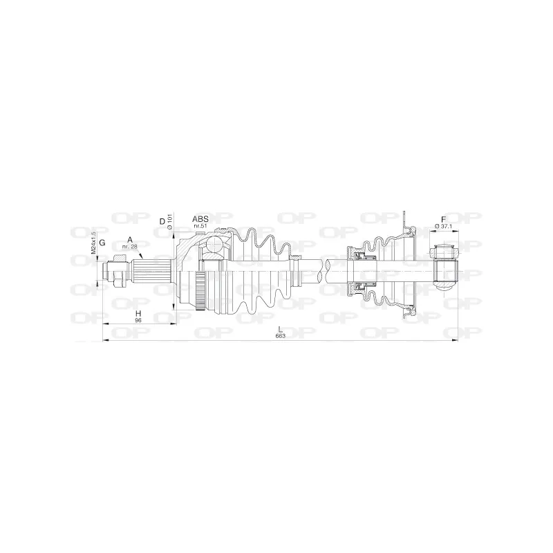 Arbre de transmission avant gauche OPEN PARTS DRS6212.00