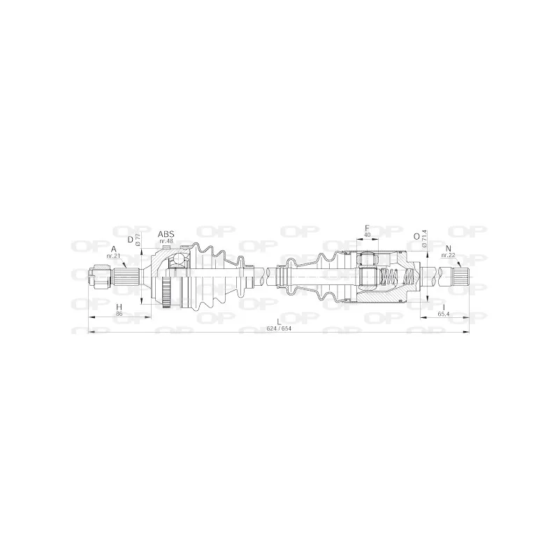 Arbre de transmission avant gauche OPEN PARTS DRS6214.00