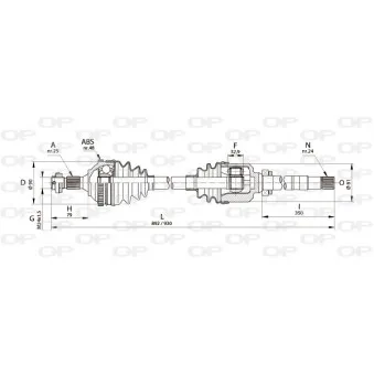 Arbre de transmission avant droit OPEN PARTS DRS6217.00