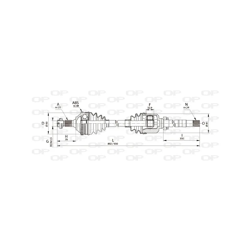 Arbre de transmission avant droit OPEN PARTS DRS6217.00