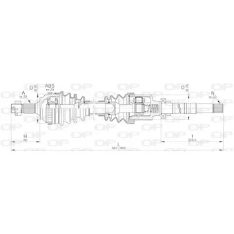 Arbre de transmission avant droit OPEN PARTS DRS6221.00