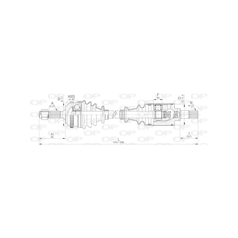Arbre de transmission avant gauche OPEN PARTS DRS6224.00