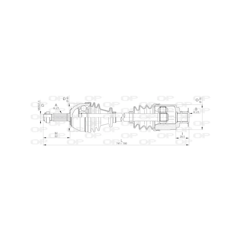 Arbre de transmission avant droit OPEN PARTS DRS6225.00