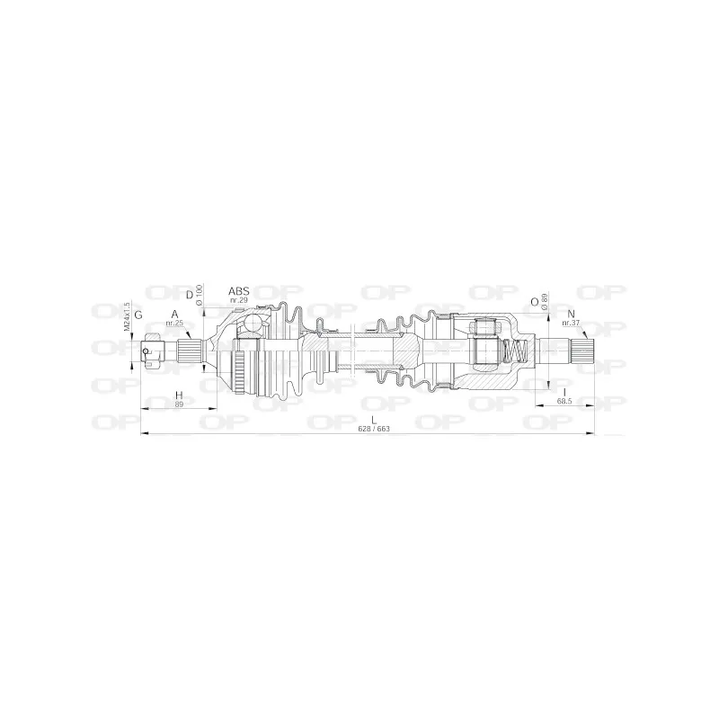 Arbre de transmission avant gauche OPEN PARTS DRS6226.00