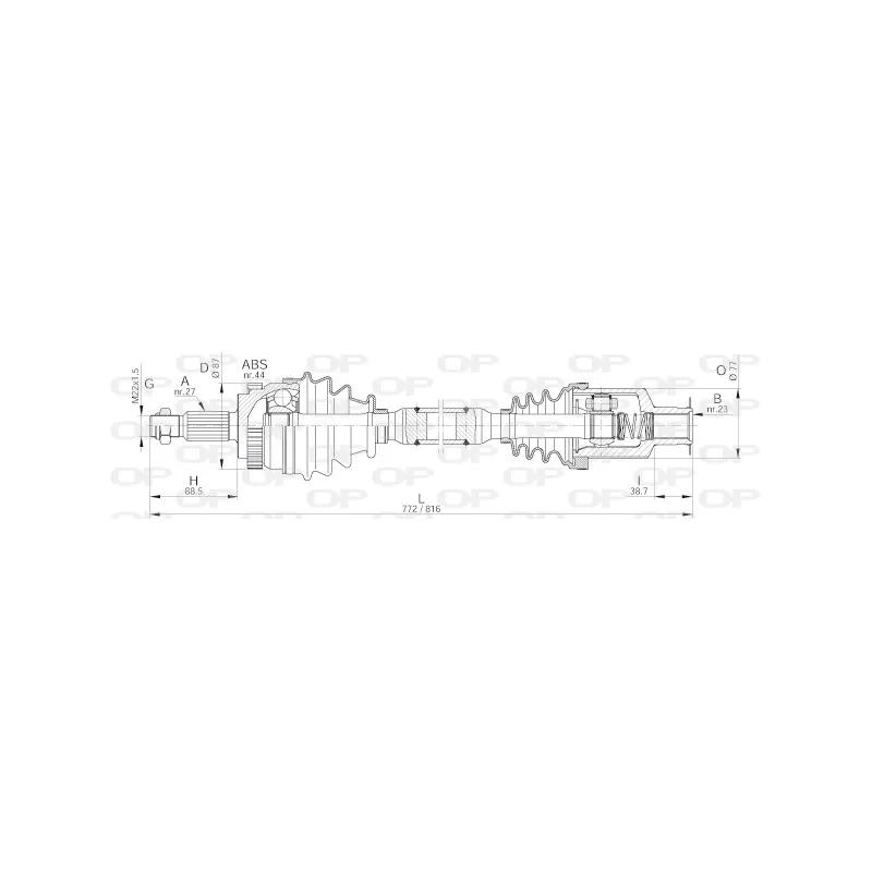 Arbre de transmission avant droit OPEN PARTS DRS6227.00