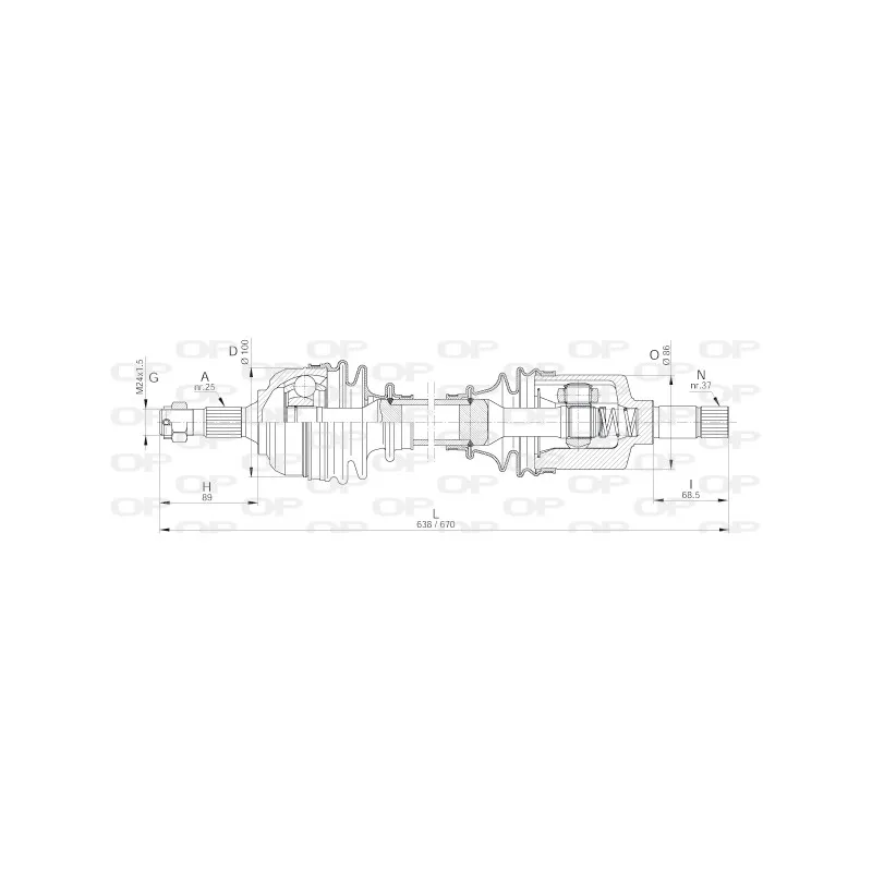 Arbre de transmission avant gauche OPEN PARTS DRS6228.00