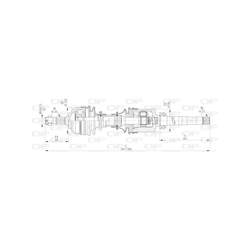 Arbre de transmission avant droit OPEN PARTS DRS6229.00