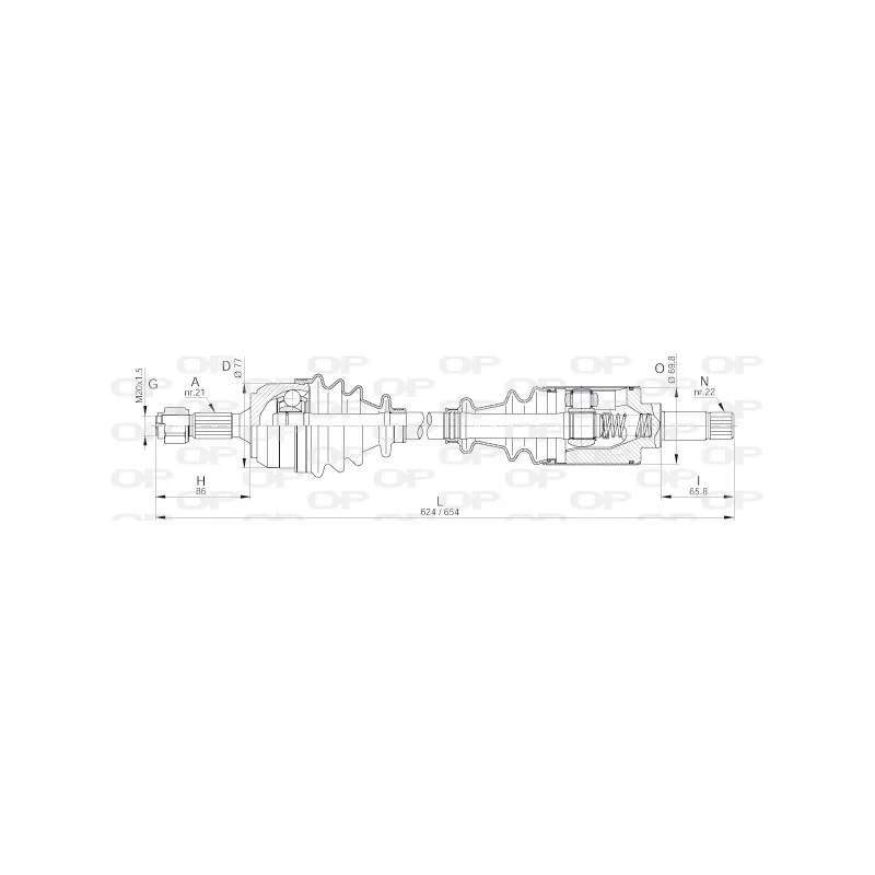 Arbre de transmission avant gauche OPEN PARTS DRS6232.00