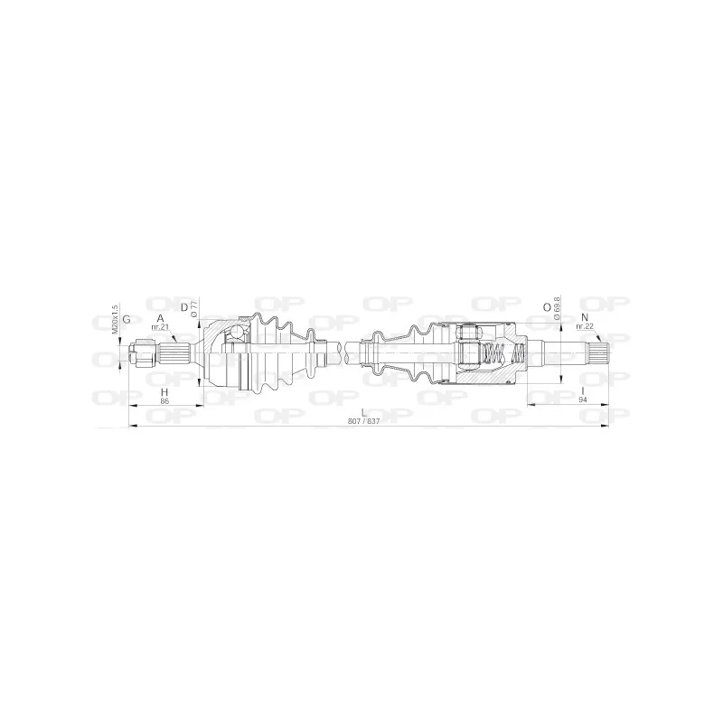 Arbre de transmission avant droit OPEN PARTS DRS6233.00