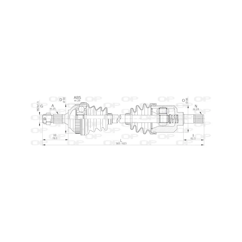 Arbre de transmission avant gauche OPEN PARTS DRS6235.00