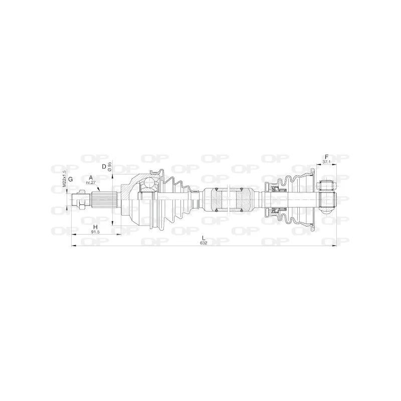 Arbre de transmission avant gauche OPEN PARTS DRS6241.00