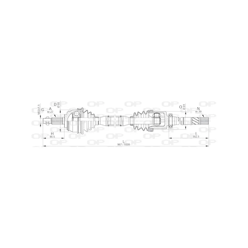 Arbre de transmission avant droit OPEN PARTS DRS6242.00