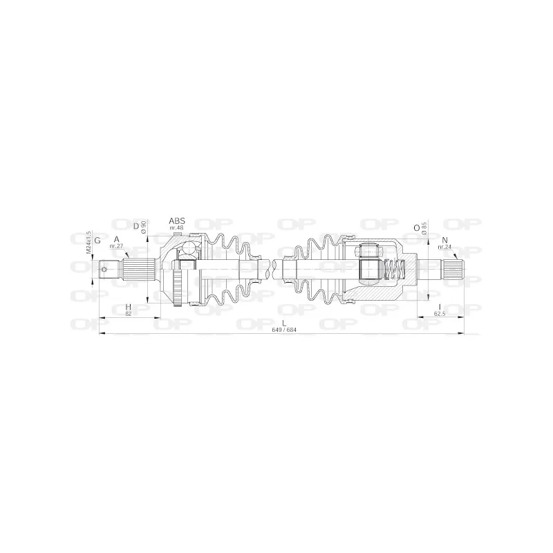 Arbre de transmission avant gauche OPEN PARTS DRS6243.00