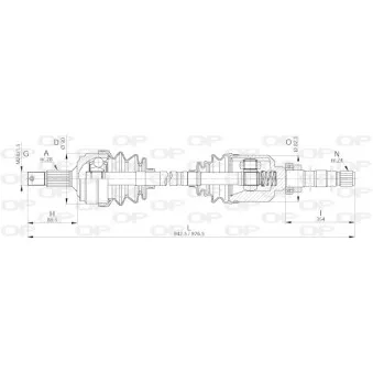 Arbre de transmission avant droit OPEN PARTS DRS6249.00