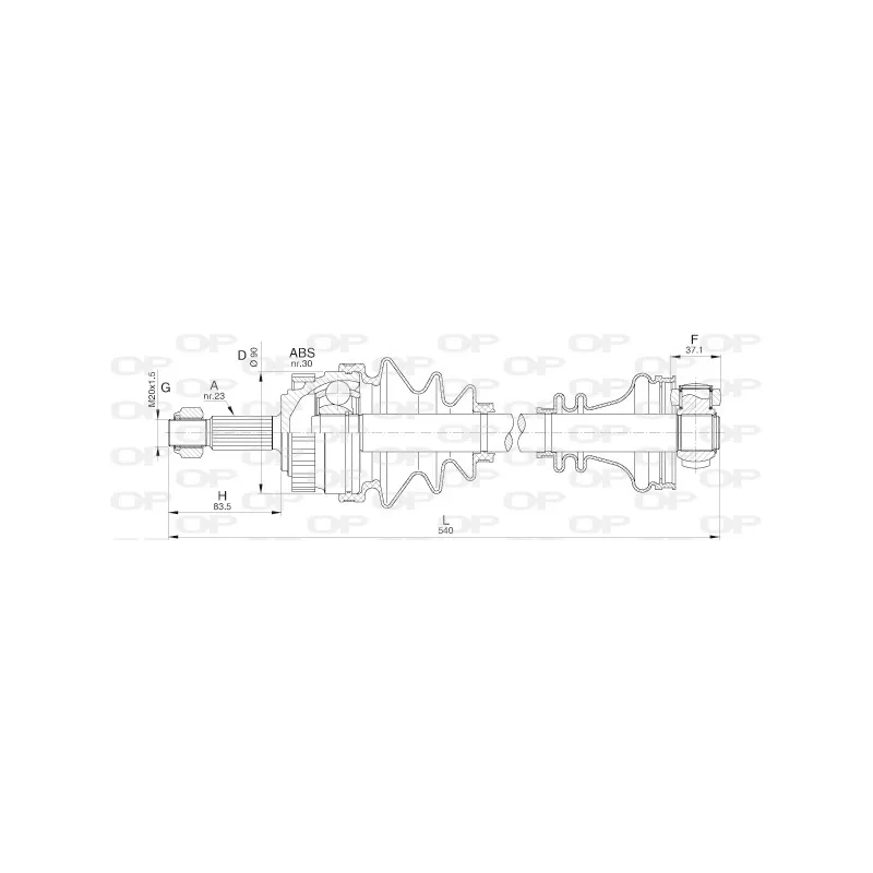 Arbre de transmission avant droit OPEN PARTS DRS6251.00