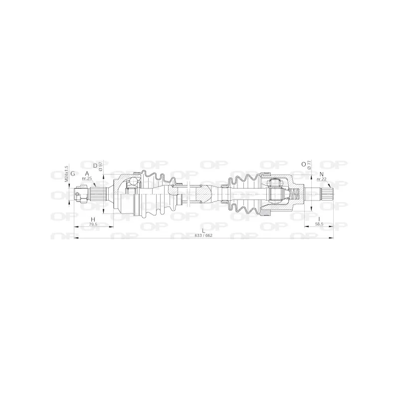 Arbre de transmission avant gauche OPEN PARTS DRS6257.00