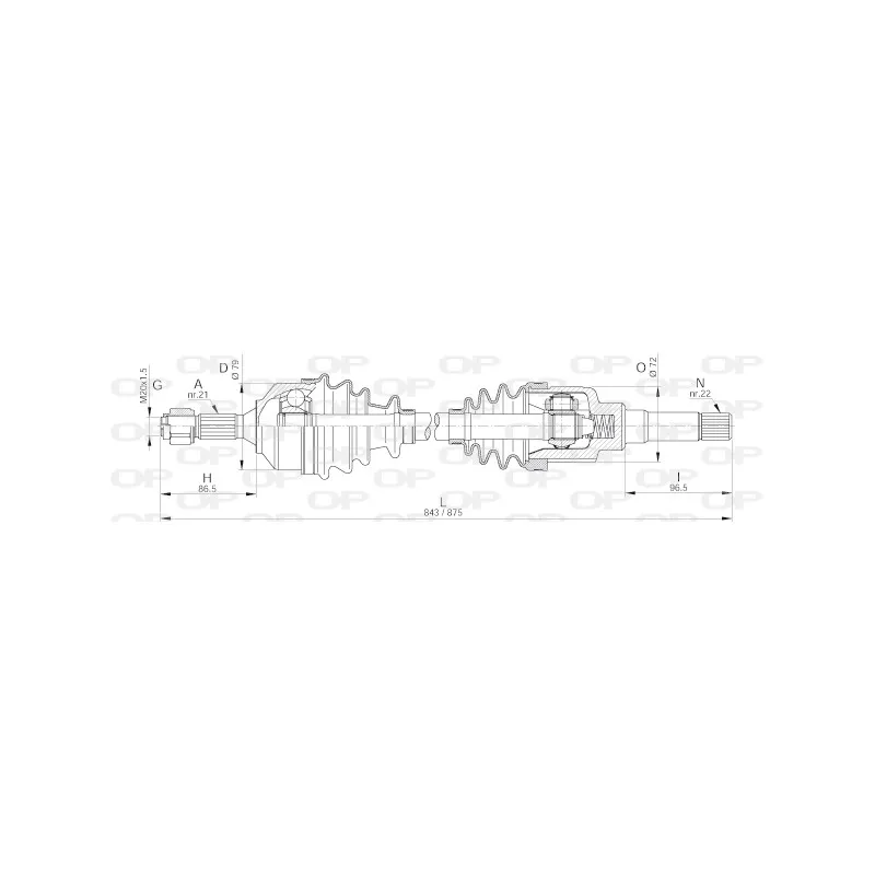Arbre de transmission avant droit OPEN PARTS DRS6259.00