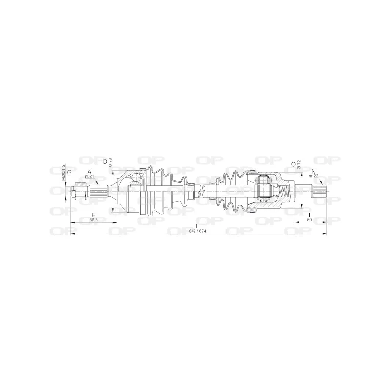Arbre de transmission avant gauche OPEN PARTS DRS6260.00