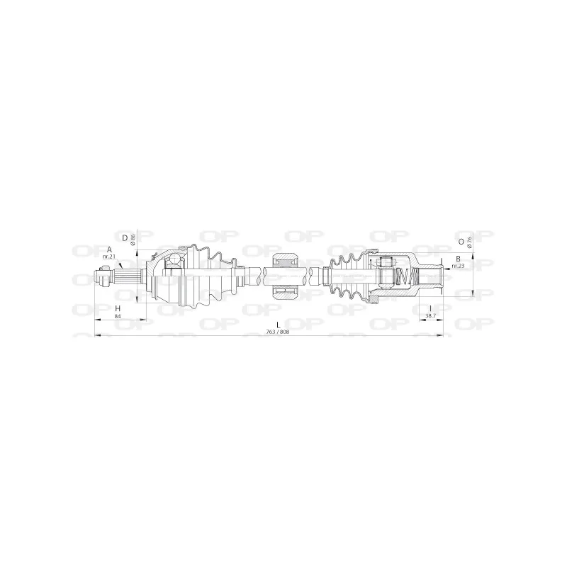 Arbre de transmission avant droit OPEN PARTS DRS6262.00