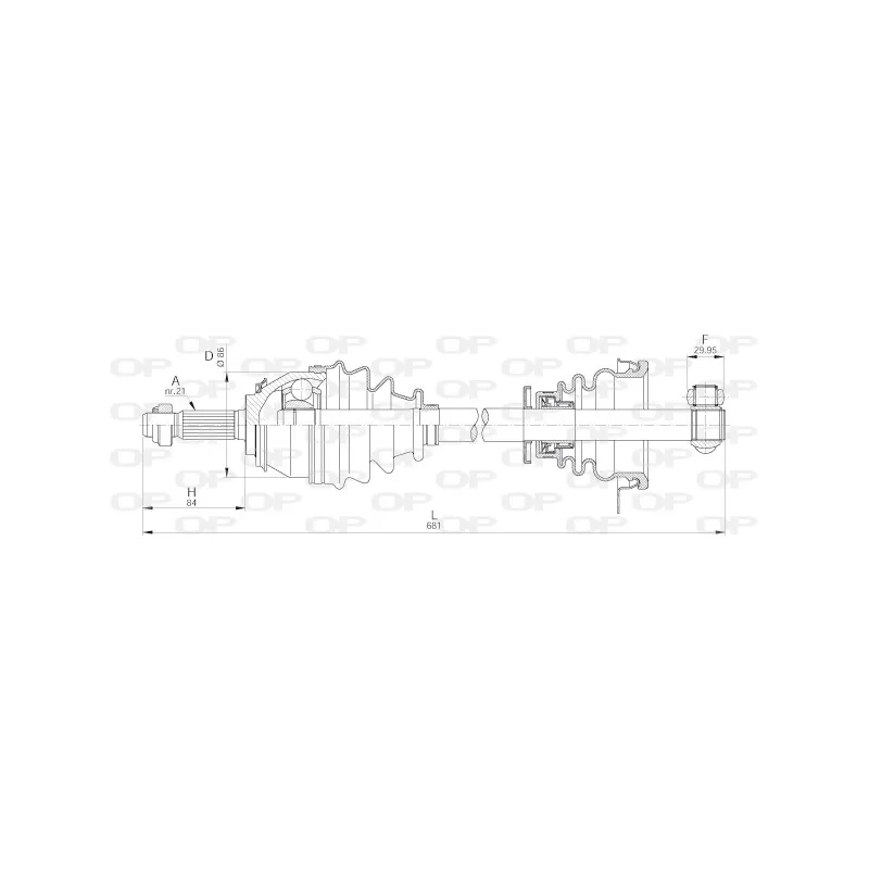 Arbre de transmission avant gauche OPEN PARTS DRS6263.00