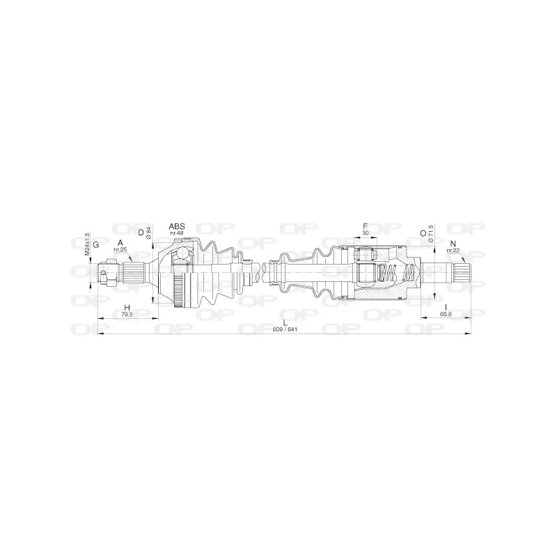 Arbre de transmission avant gauche OPEN PARTS DRS6265.00