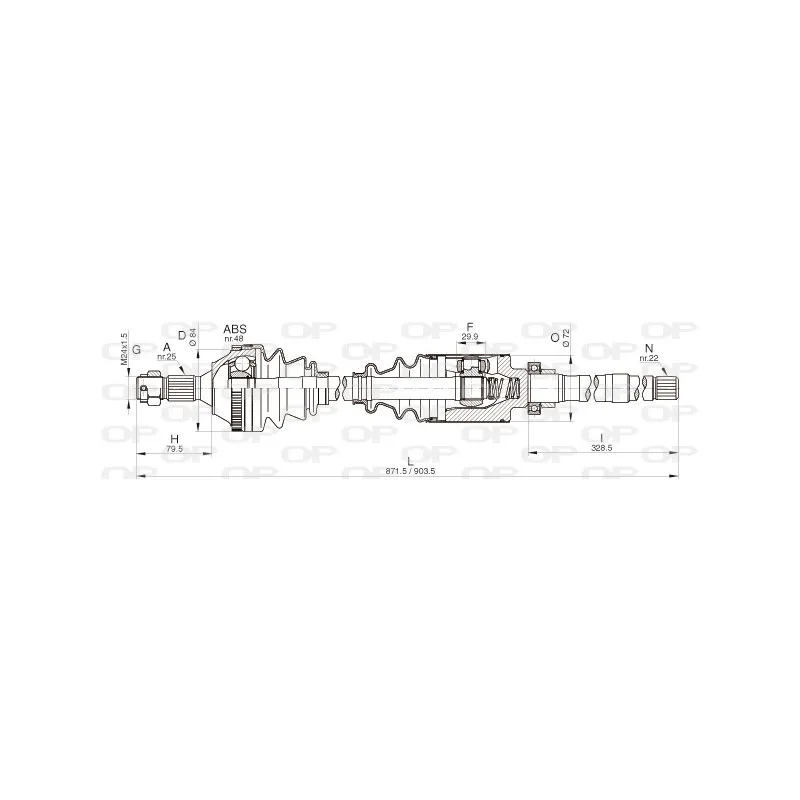 Arbre de transmission avant droit OPEN PARTS DRS6266.00
