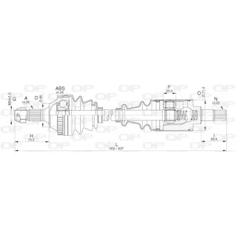 Arbre de transmission avant gauche OPEN PARTS DRS6267.00