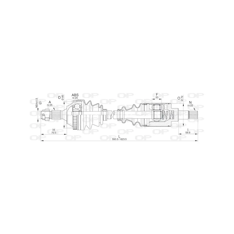 Arbre de transmission avant gauche OPEN PARTS DRS6270.00