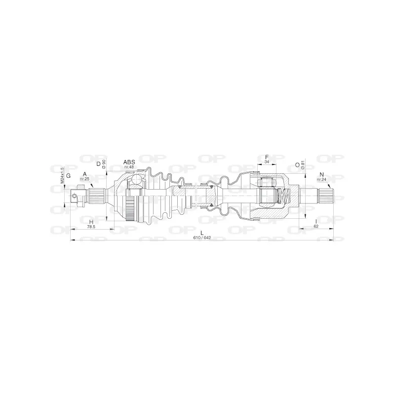 Arbre de transmission avant gauche OPEN PARTS DRS6272.00