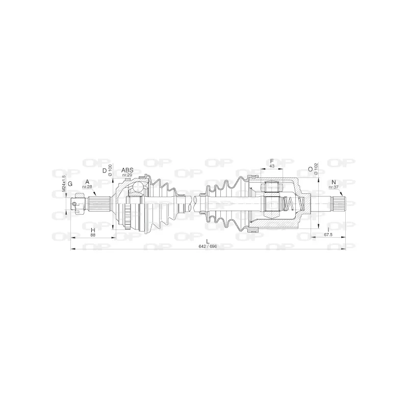 Arbre de transmission avant gauche OPEN PARTS DRS6274.00