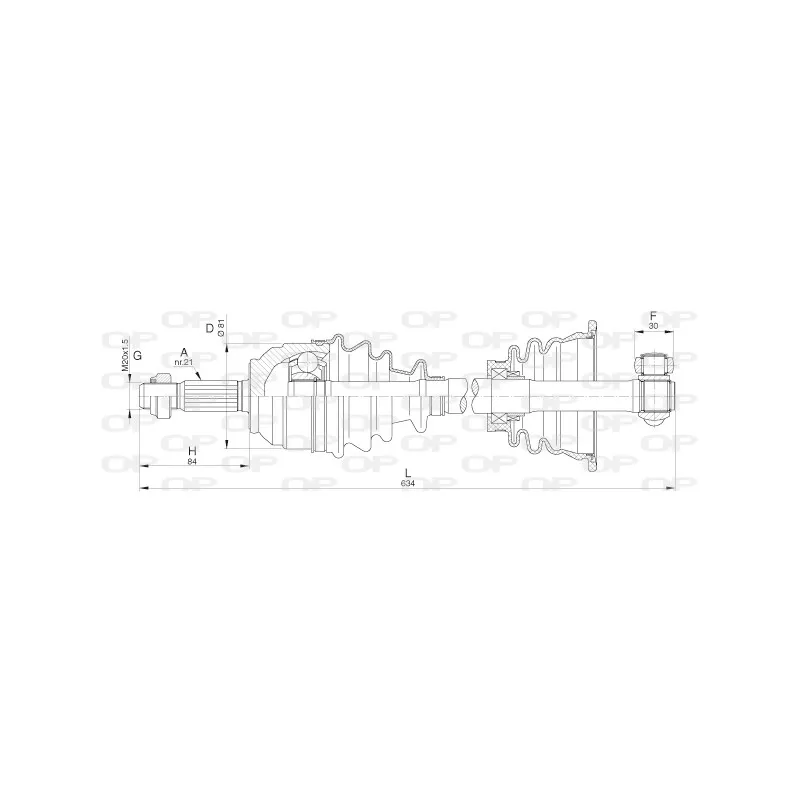 Arbre de transmission avant gauche OPEN PARTS DRS6279.00