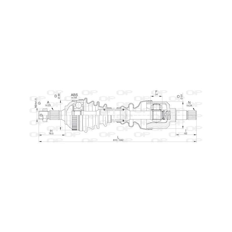 Arbre de transmission avant gauche OPEN PARTS DRS6280.00