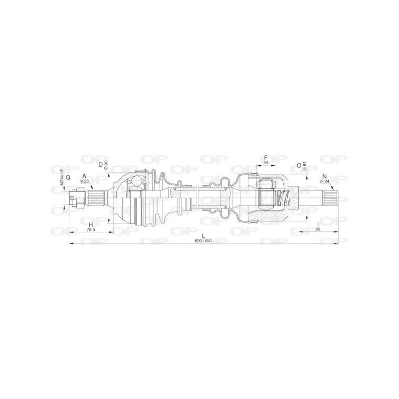Arbre de transmission avant gauche OPEN PARTS DRS6281.00