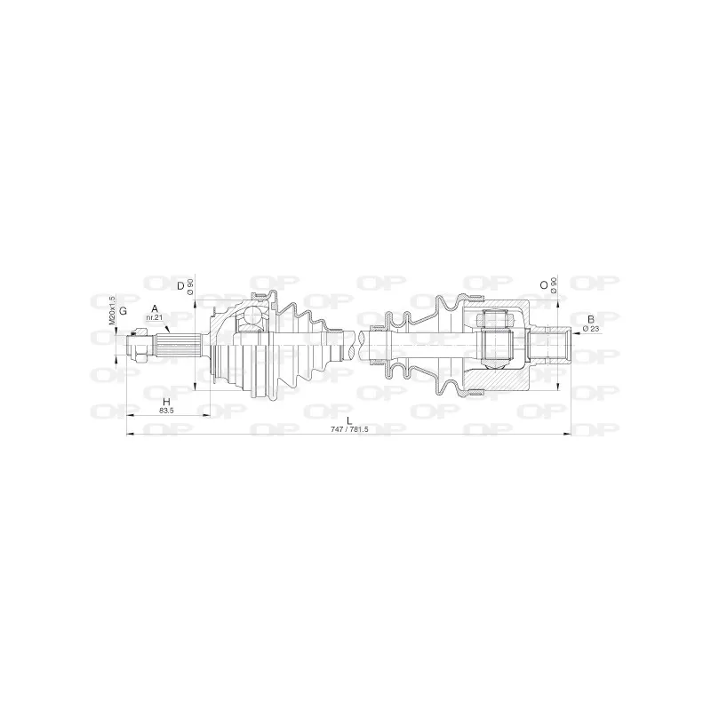 Arbre de transmission avant droit OPEN PARTS DRS6284.00